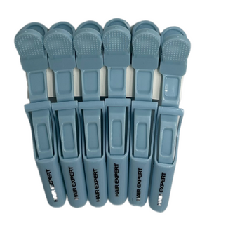 Hair Expert Clip Crocodile Clips, x6, Blue