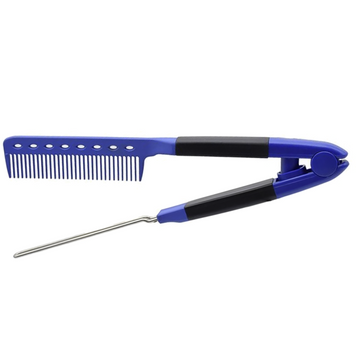 Hair Expert Hairbrush V Shaped METAL comb BLUE