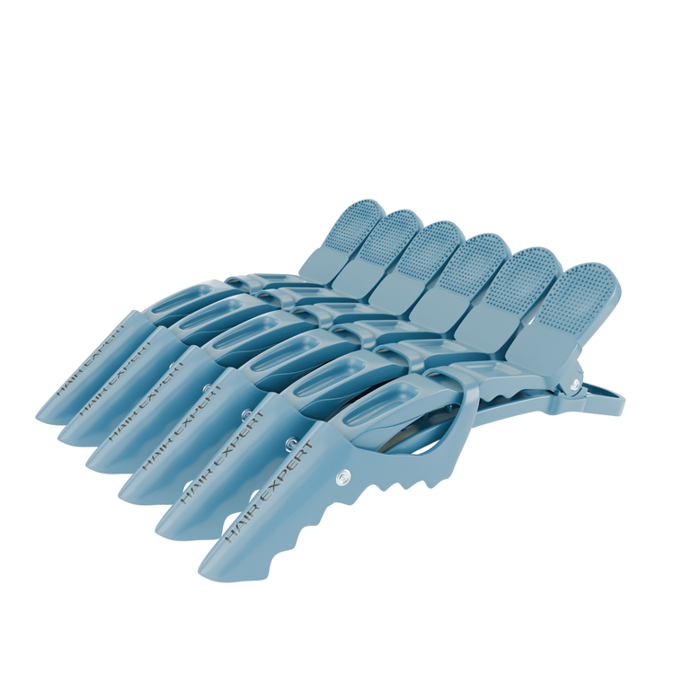 Hair Expert Clip Crocodile Clips, x6, Blue