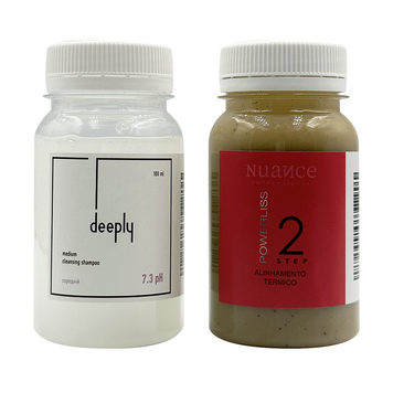 Кератин Nuance Professional Power Liss Exclusive + Deeply Medium Cleansing Shampoo 7.3 pH 100+100 ml