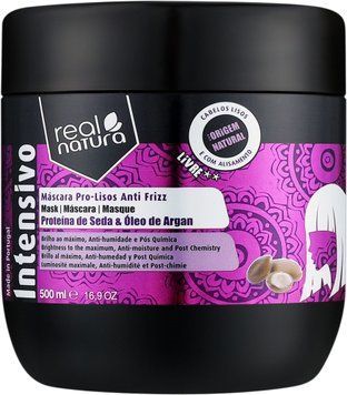 Smoothness and Shine Hair Mask Real Natura Pro-Lisos Anti Frizz 500 ml
