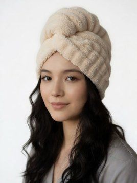 Hair Towel Turban. Beige Hair Expert