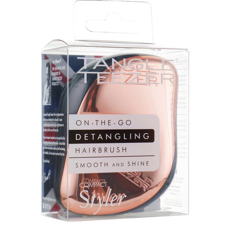 Tangle Teezer. Hair Brush Compact Styler Rose Gold Black