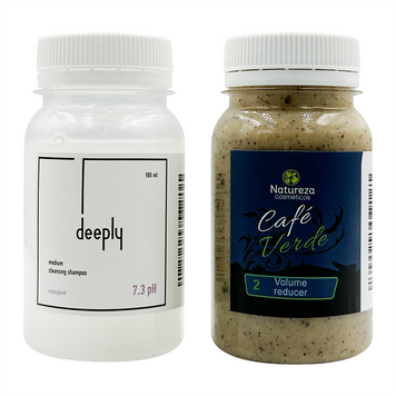 Keratin Natureza Cafe Verde + Deeply Medium Cleansing Shampoo 7.3 pH 100+100 ml